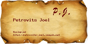 Petrovits Joel névjegykártya